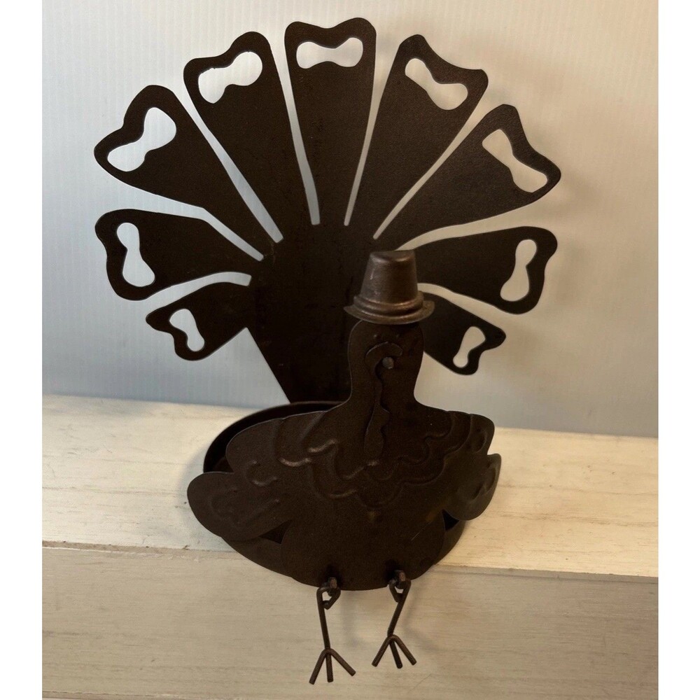 7" Yankee Candle Holder Turkey Metal Fall Thanksgiving Home Decor Fits Large Jar